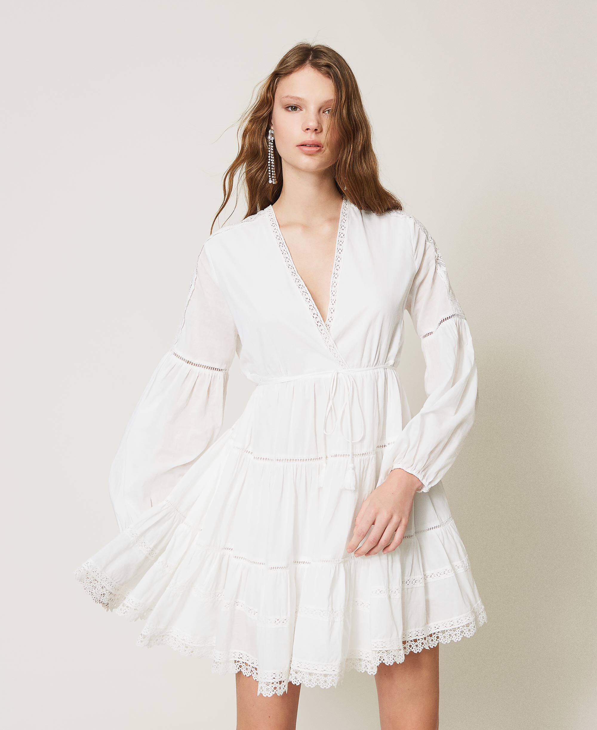Fès muslin dress with lace Woman, White ...